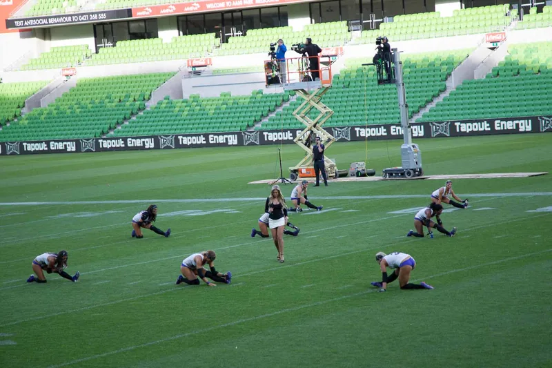 AAMI Park · Warm-up and broadcast crew
