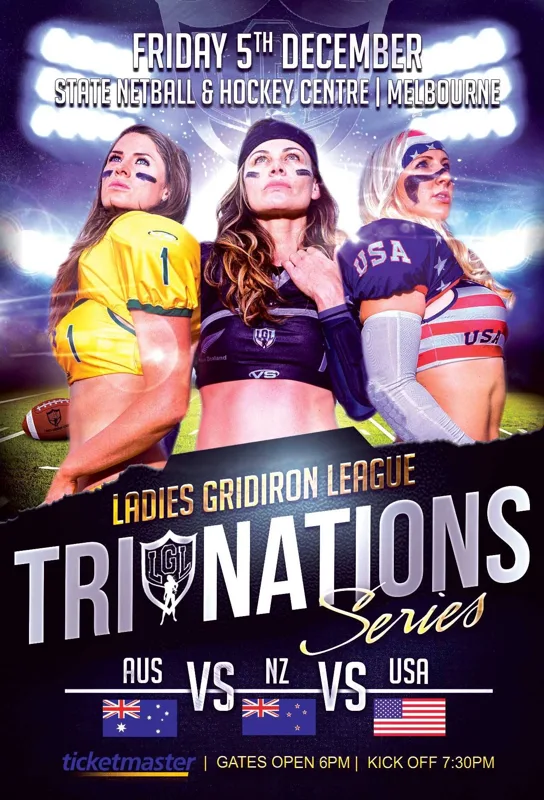 Ladies Gridiron League · Tri Nations promotional poster